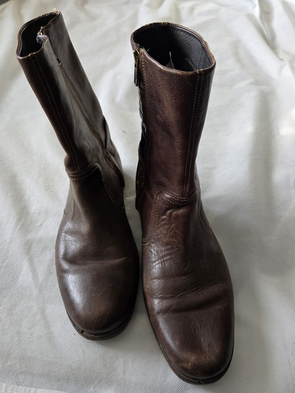Cole Haan Men's Brown Leather Zip-Up Boots Size 10